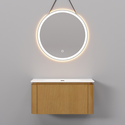 Тумба с раковиной+зеркало Art Decco Coco (Коко) ACC08W14S1M0 80x45x40 подвесная цвет белый дуб