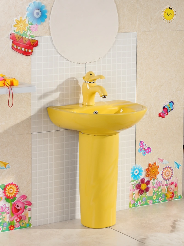 Раковина керамическая Gid Aventura 69908 43х36 напольная цвет желтый 1 отверстие под смеситель