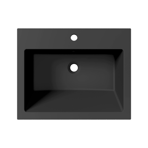 Раковина из литьевого мрамора Paola Paola Nero 600 ST-B 60х48 полувстраиваемая цвет черный матовый