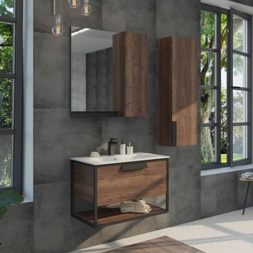 Тумба с раковиной Comforty Бонн 00-00006487CF 76х47х52 подвесная цвет дуб темный