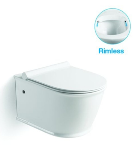 Унитаз подвесной SantiLine SL-5009 цвет белый с сиденьем микролифт безободковый смыв воронка-водоворот