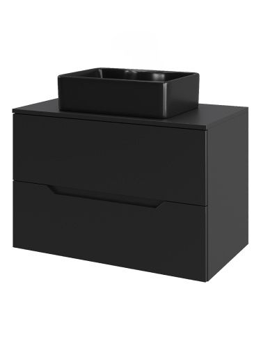Тумба с раковиной Orange Line Li-70TubMDF+B01-475MB 70х46х70 подвесная цвет черный матовый