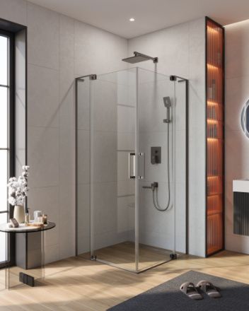 Душевой уголок Cezares SLIDER SLIDER-A-2-90/100-C-GM 90х90 стекло прозрачное профиль оружейная сталь без поддона