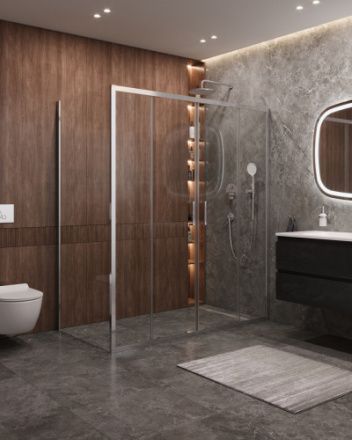 Душевой уголок Cezares MOLVENO MOLVENO-AH-2/1-170/90-C-Cr-IV 170х90 стекло прозрачное профиль хром глянцевый без поддона