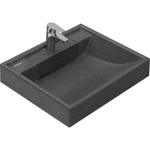 Раковина из литьевого мрамора Aquaton Рейн 1A72103KRW210 60х50 подвесная цвет графит 1 отверстие под смеситель