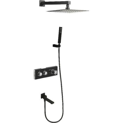 Душевая система ALMAes Stora TVZ-0899 встраиваемая цвет черный с термостатом