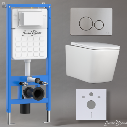 Комплект унитаз с инталляцией и клавишей смыва Iberica Blanca TOLEDO ALTO IB001.TLA.234.8132