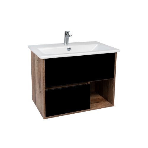 Тумба под раковину Viant Люксембург VLUX75ELCH-T2YP 71х45х56 подвесная цвет черный