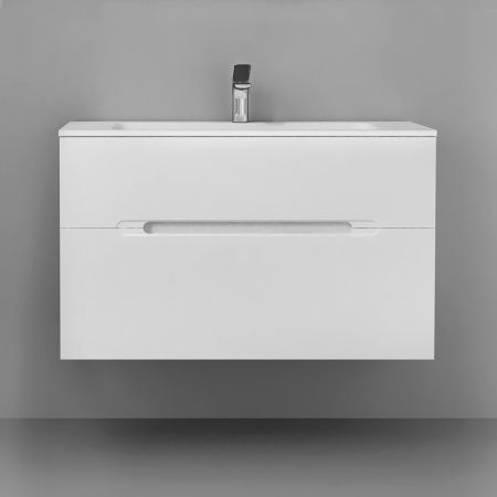 Тумба под раковину Jorno MODUL Mоl.01.97/P/W 97х45х58 подвесная цвет черный матовый - фото 2