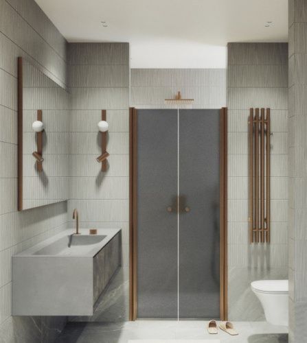 Душевая дверь Maybah Glass MGD-444-2 99х198 стекло тонированное профиль бронза