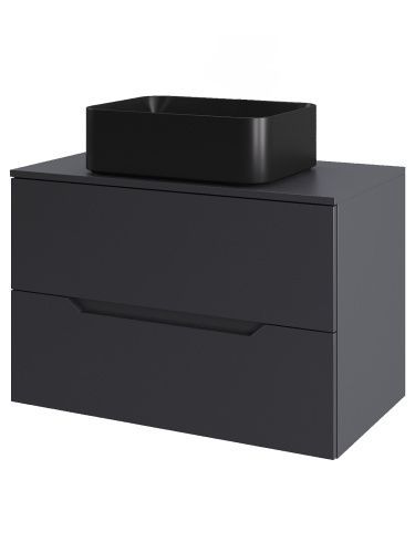 Тумба с раковиной Orange Line Li-70TugMDF+B02-460MB 70х46х71 подвесная цвет графит матовый