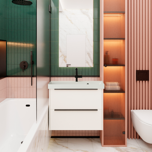 Тумба с раковиной La Fenice TESORO NFNC-01-TES-PB-100-2-3-100 101х63х47 подвесная цвет белый