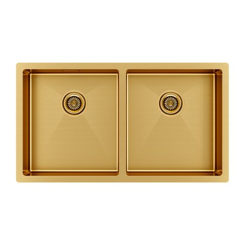 Кухонная мойка Paulmark GERBERG 78/2 UNI PM237844-BG 35х39 цвет брашированное золото поверхность матовая