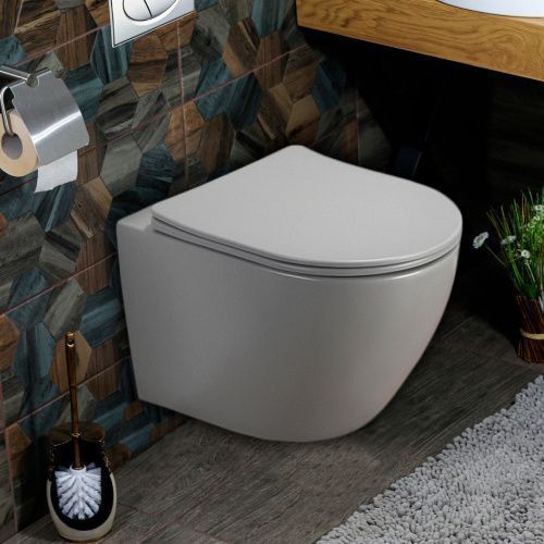 Унитаз подвесной Melana 310303MG серый с сиденьем микролифт безободковый душевой смыв