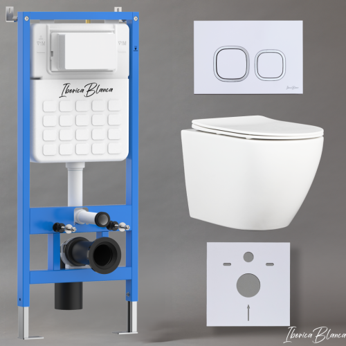 Комплект унитаз с инталляцией и клавишей смыва Iberica Blanca BILBAO ALTO IB001.BLA.234.831