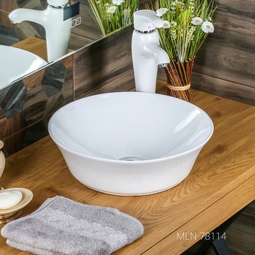 Раковина из сантехнического фарфора Melana 78114-805 42х42 накладная цвет белый без отверстий под смеситель