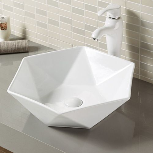 Раковина из сантехнического фарфора Melana A482B-805 49х49 накладная цвет белый без отверстий под смеситель