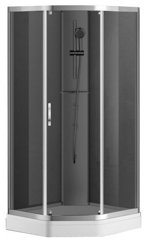 Душевая кабина Azario DENVER AZ-N10806 900 GREY 90х90 четверть круга без крыши ориентация универсальная