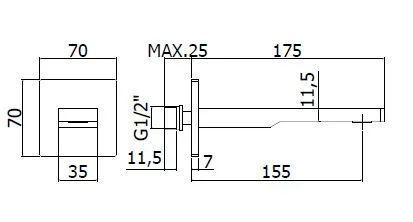 Излив Paffoni Tango ZBOC120NO настенный черный - фото 2