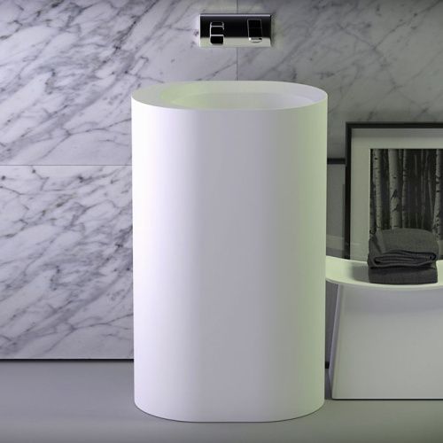 Раковина из композита Knief Glow 55 см 0600-063-01 напольная цвет белый матовый без отверстий под смеситель