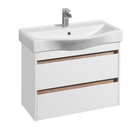 Тумба с раковиной Aquaton Нортон 1A2489K0NT010 76х36х55 напольная/подвесная цвет белый глянцевый