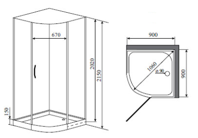 Душевая кабина Timo Premium H-506 90х90 четверть круга с крышей ориентация универсальная - фото 3