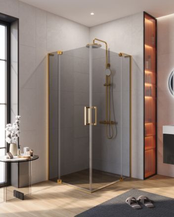 Душевой уголок Cezares SLIDER SLIDER-AH-2-80/90-90/100-GRIGIO-BORO 80х90 стекло тонированное профиль золото брашированное без поддона