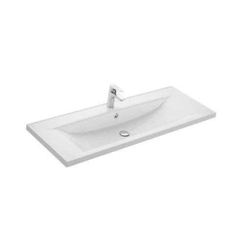 Раковина из искусственного камня Aquaton Айрис 1A729631AG010 120х50 накладная цвет белый 1 отверстие под смеситель