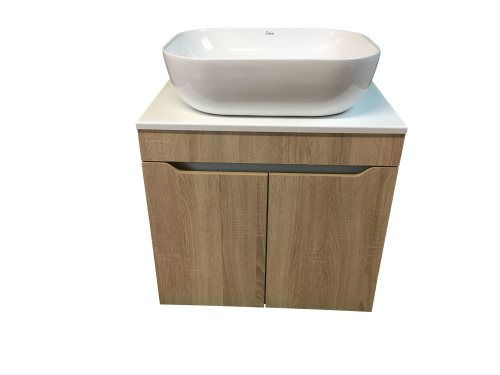 Тумба с раковиной Sintesi STL.W7021_SIN-LVB-APP-403 60х55х50 подвесная цвет белый/коричневый