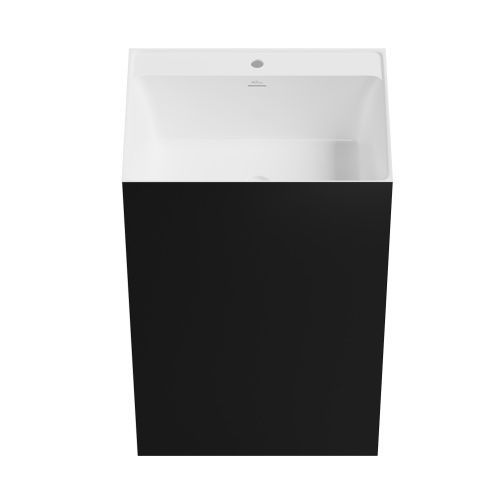 Раковина акриловая Wellsee Doux 230503000 70х50 напольная цвет черный/белый 1 отверстие под смеситель