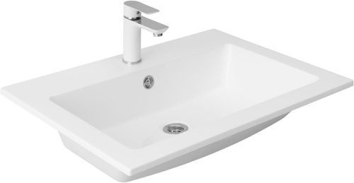 Раковина из искусственного камня Aquanet Мокка 00303657 66х45 полувстраиваемая цвет белый 1 отверстие под смеситель