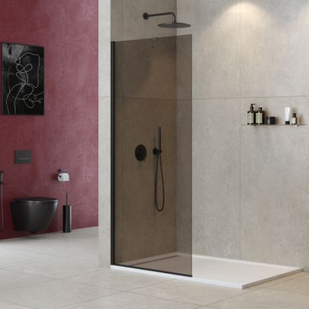 Душевая перегородка Cezares LIBERTA LIBERTA-L-1-TB-90-BR-NERO 90х195 стекло тонированное профиль черный