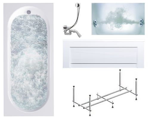 Ванна акриловая гидромассажная Timo ROHA ROHA1570-KT15-SPV1505-T-CM-FP15S 150х70 пристенная прямоугольная с каркасом