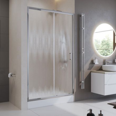Душевая дверь BelBagno UNO-195 UNO-195-B-BF-1-140-CH-CR стекло шиншилла профиль хром глянцевый