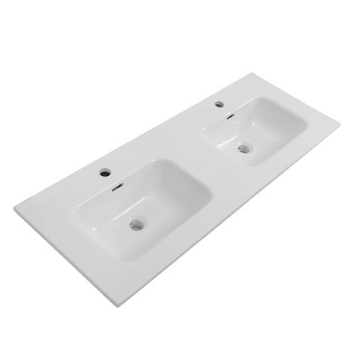 Раковина керамическая BelBagno BB1200-2-ETL 120х50 накладная цвет белый 2 отверстия под смеситель