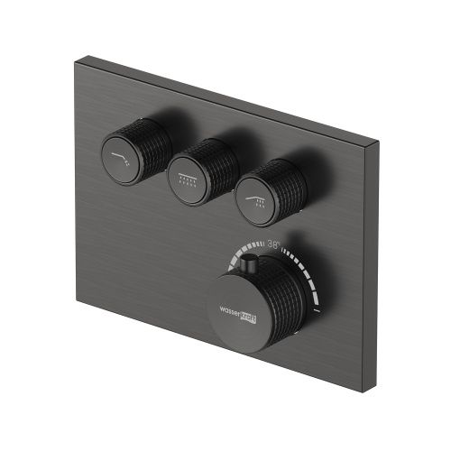 Смеситель для ванны и душа Wasserkraft Wiese 8400 8458 Thermo встраиваемый в стену серый с термостатом