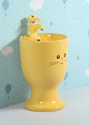 Раковина керамическая Gid Aventura 69912 37х37 напольная цвет желтый 1 отверстие под смеситель