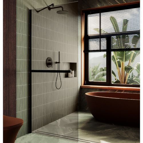 Душевая перегородка Maybah Glass MGD-709-6ш 109х195 стекло тонированное профиль черный