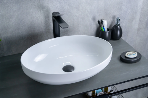 Раковина керамическая Gid Lago 51196 50х40 накладная цвет белый без отверстий под смеситель