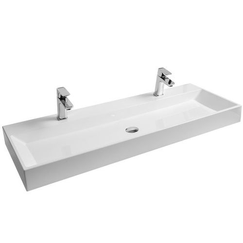 Раковина керамическая Ravak NATURAL 120 см XJO01212000 подвесная цвет белый 2 отверстия под смеситель