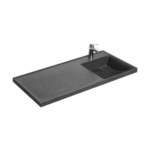 Раковина из литьевого мрамора Aquaton Лондри 105 см 1A72223KLH21R подвесная цвет графит 1 отверстие под смеситель