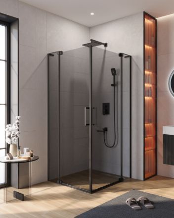 Душевой уголок Cezares SLIDER SLIDER-AH-2-80/90-90/100-GRIGIO-NERO 80х90 стекло тонированное профиль черный без поддона