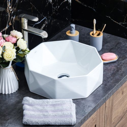 Раковина из сантехнического фарфора Melana 78347-805 42х42 накладная цвет белый без отверстий под смеситель