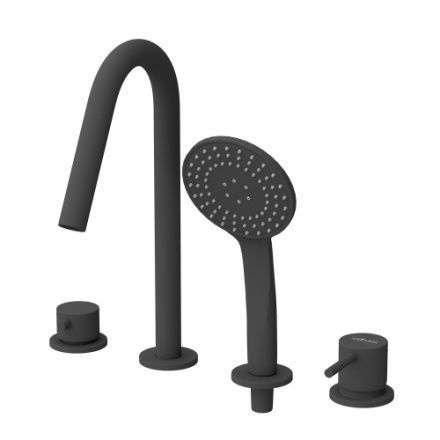 Смеситель Cezares LEAF LEAF-BVDM4-L-NOP на борт ванны черный матовый