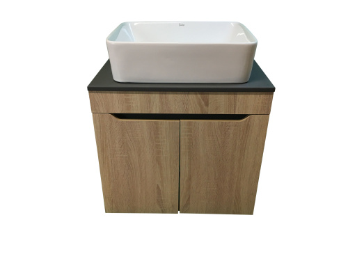 Тумба с раковиной Sintesi STL.W7023_SIN-LVB-APP-401 60х55х50 подвесная цвет темно-серый/коричневый/белый