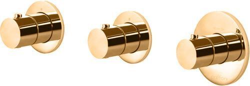 Смеситель для ванны с душем Paffoni Modular Box MDE018HG настенный золото с термостатом