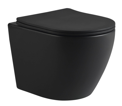 Унитаз подвесной SantiLine SL-5025MB цвет черный матовый с сиденьем микролифт безободковый смыв воронка-водоворот