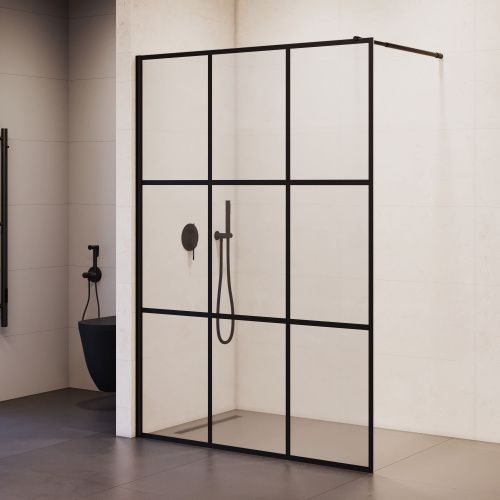 Душевая перегородка RGW Walk In 411011110-84 100х195 стекло с рисунком профиль черный