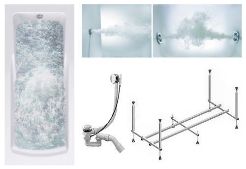 Ванна акриловая гидромассажная Timo HELLA HELLA1575-KT15-SPV1505-T-CM-T-BM 150х75 пристенная прямоугольная с каркасом