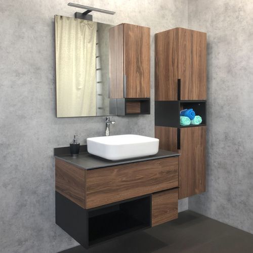 Шкаф-пенал Comforty Штутгарт 00004151544CF 40х32х160 подвесной цвет дуб темно-коричневый